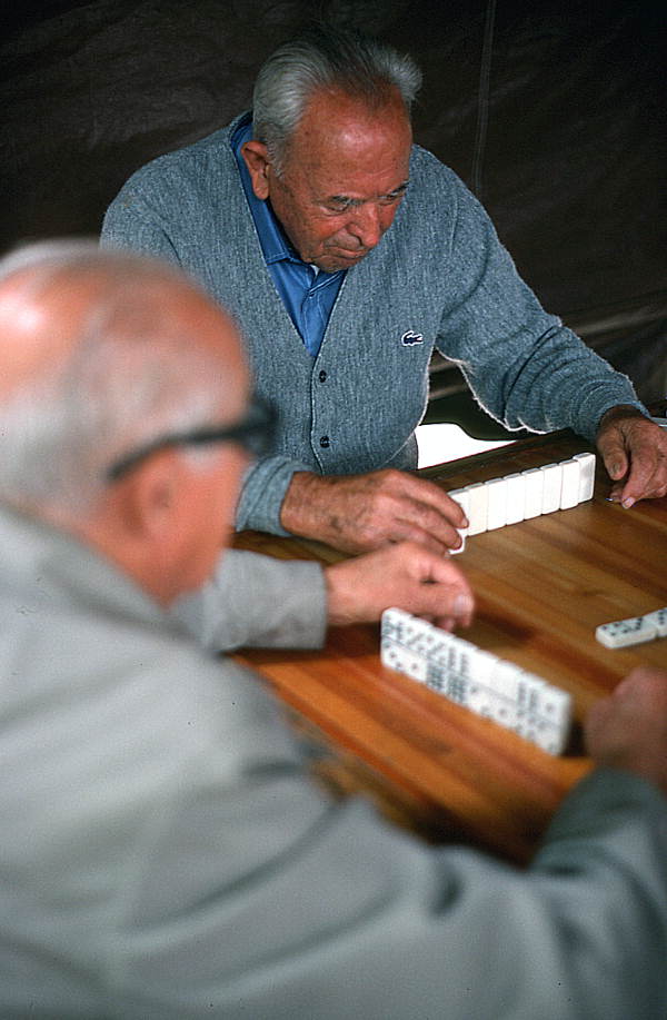 Cuban American men playing dominoes in Little Havana - Miami, Florida.