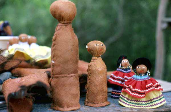 Seminole dolls before and after clothes, hair and jewelry - Big Cypress Reservation, Florida