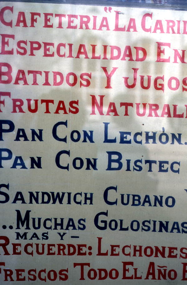 Sign for the Cafe Cubano cafeteria in Little Havana - Miami, Florida