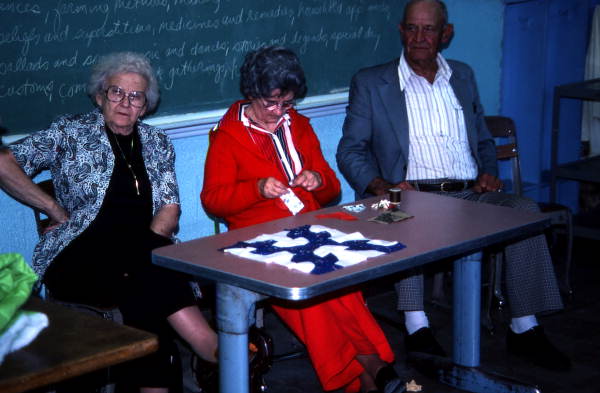 Elderly woman from the Golden Age project doing piecework for a quilt as a demonstration - Lake City, Florida.