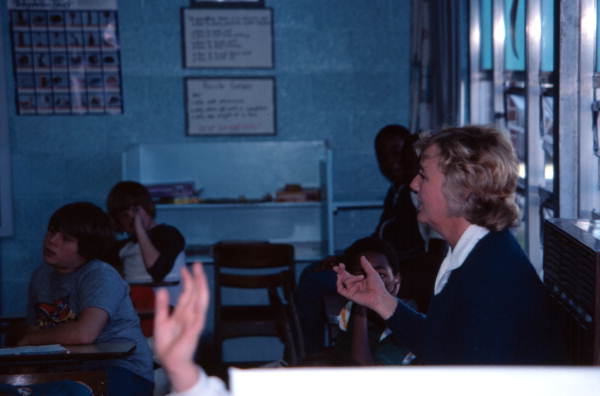 Teacher Virginia Brown discusses crafts with her class - Lake City, Florida.