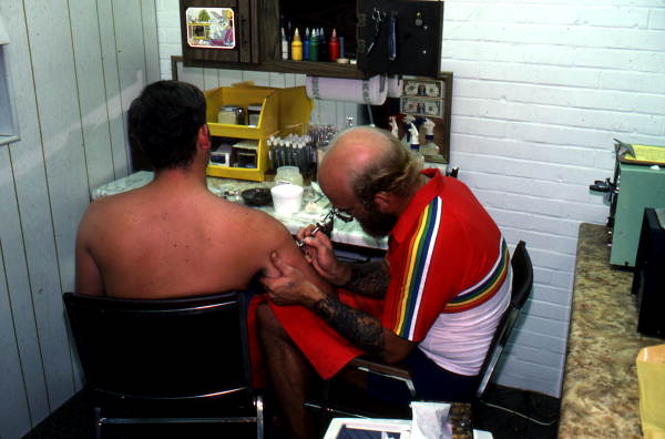 Tattoo artist Jon Fort at work - Pensacola, Florida.