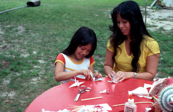 Hisako Williams making origami - Jefferson County, Florida