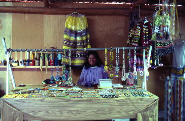 Lottie Huff with items from her store - Brighton Reservation, Florida