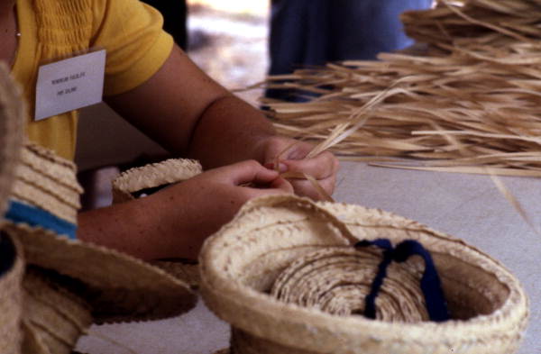 Pam Solano making palmetto crafts - White Springs, Florida
