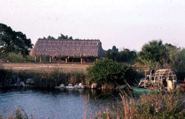 Chickee and airboat along the Tamiami Trail - Miccosukee Reservation, Florida