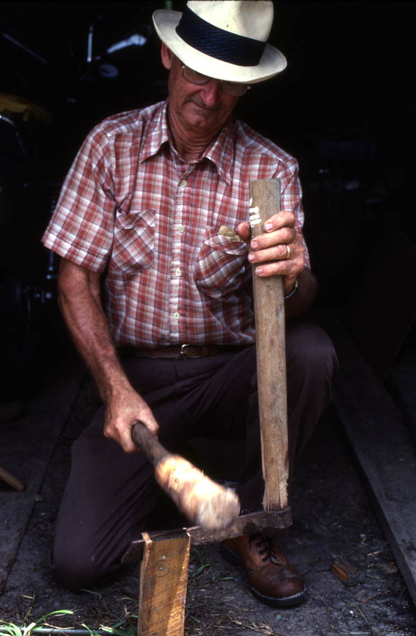 Charlie Lewis carving wood - Perry, Florida