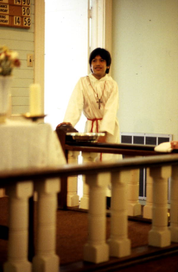 Young boy attending Methodist church - Seville, Florida