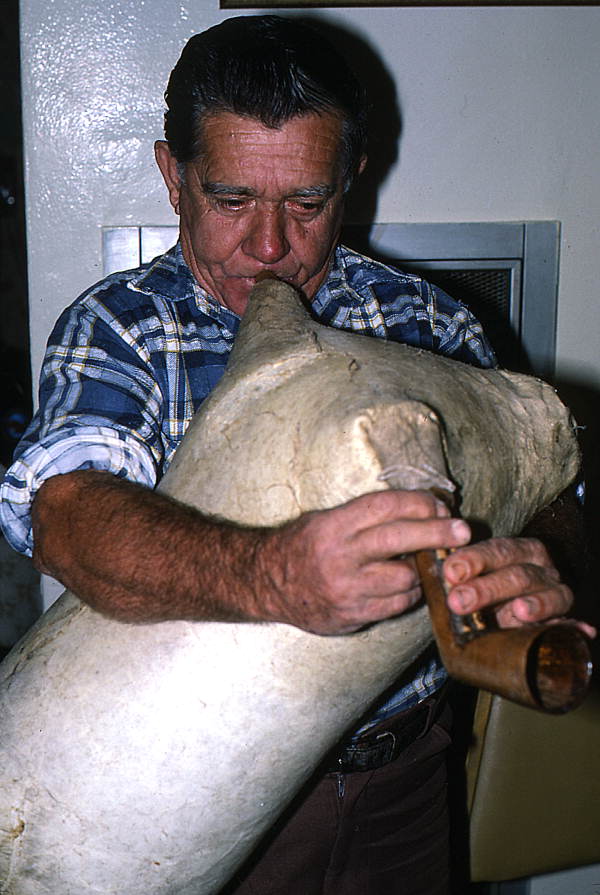 Nikitas Tsimouris playing a tsambouna - Tarpon Springs, Florida