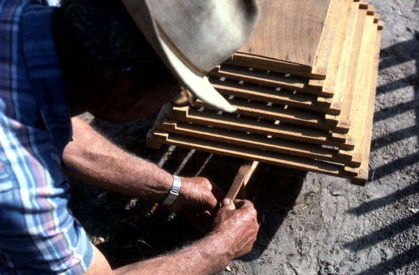 Woodworker Charlie Lewis with an example of his work - Perry, Florida.