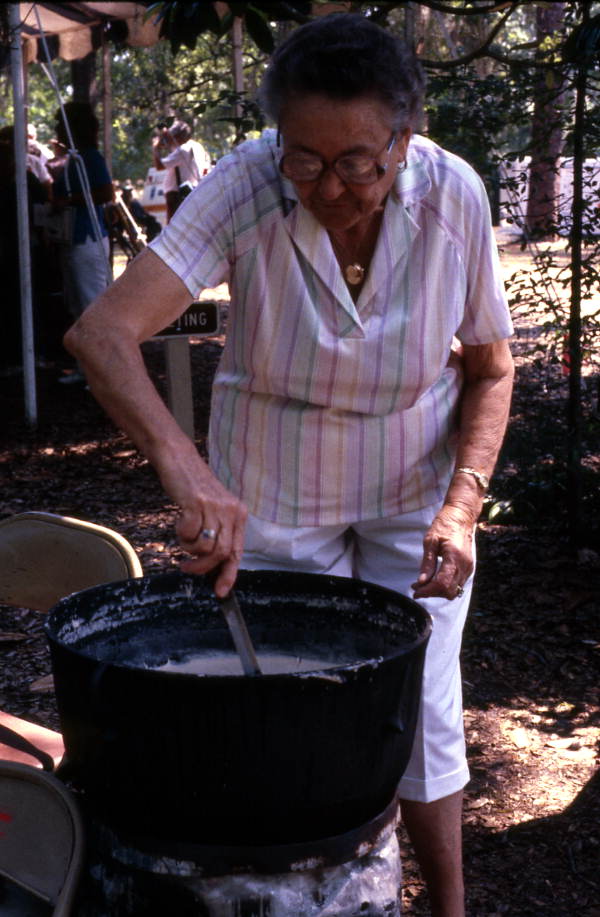 Nancy Morgan making lye soap - White Springs, Florida