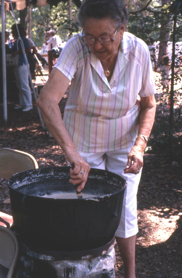 Nancy Morgan making lye soap - White Springs, Florida