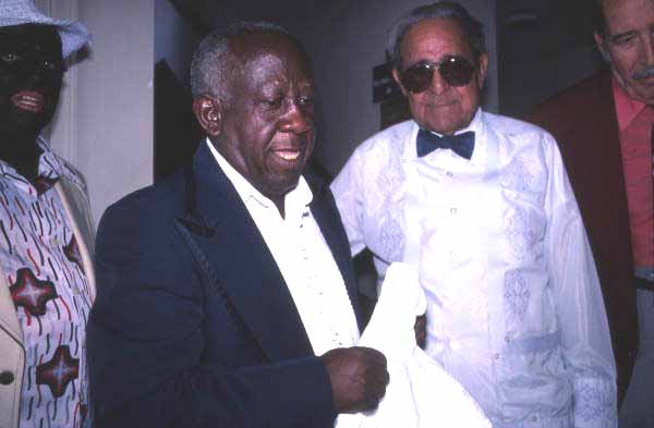 Juan "Bolito" Landa, in blackface, and Facundo Rivero, center, with an unidentified man - Miami, Florida.