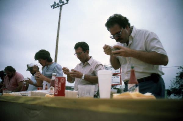 Oyster eating contest at the Florida Seafood Festival - Apalachicola, Florida.