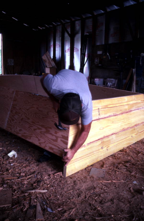 Bobby Shiver building an oyster skiff - Eastpoint, Florida