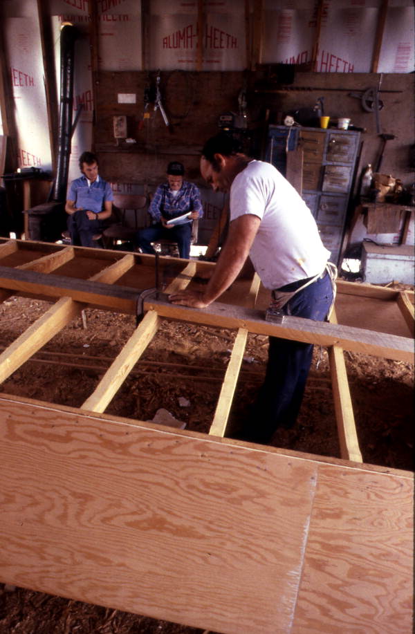 Bobby Shiver building an oyster skiff - Eastpoint, Florida