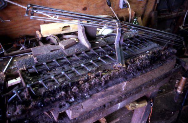 Tooth bar of oyster tongs under construction - Apalachicola, Florida.