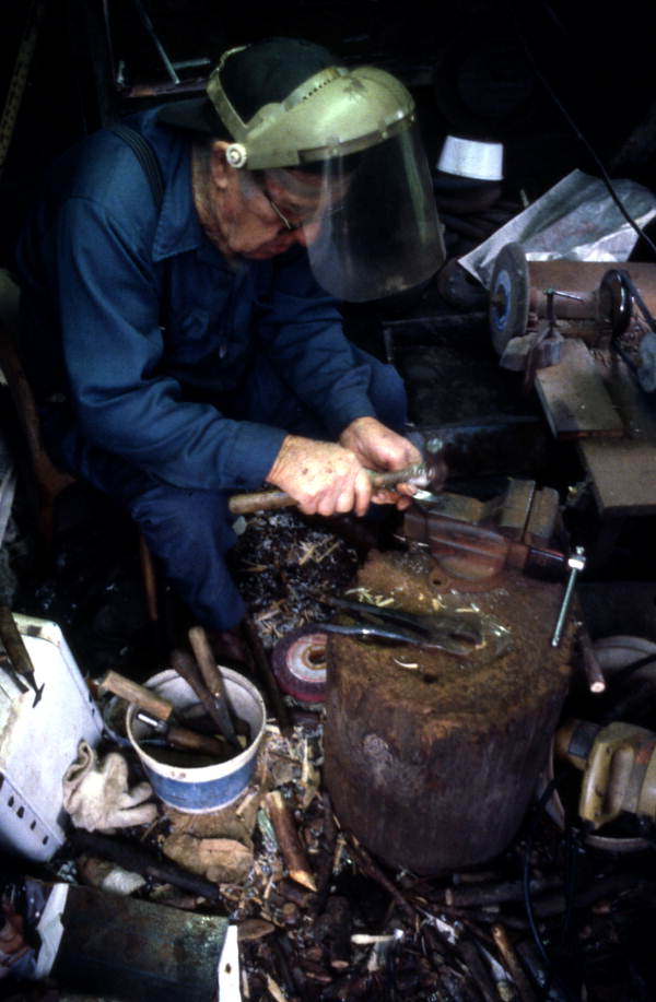 Loys Cain makes a knife handle - Eastpoint, Florida