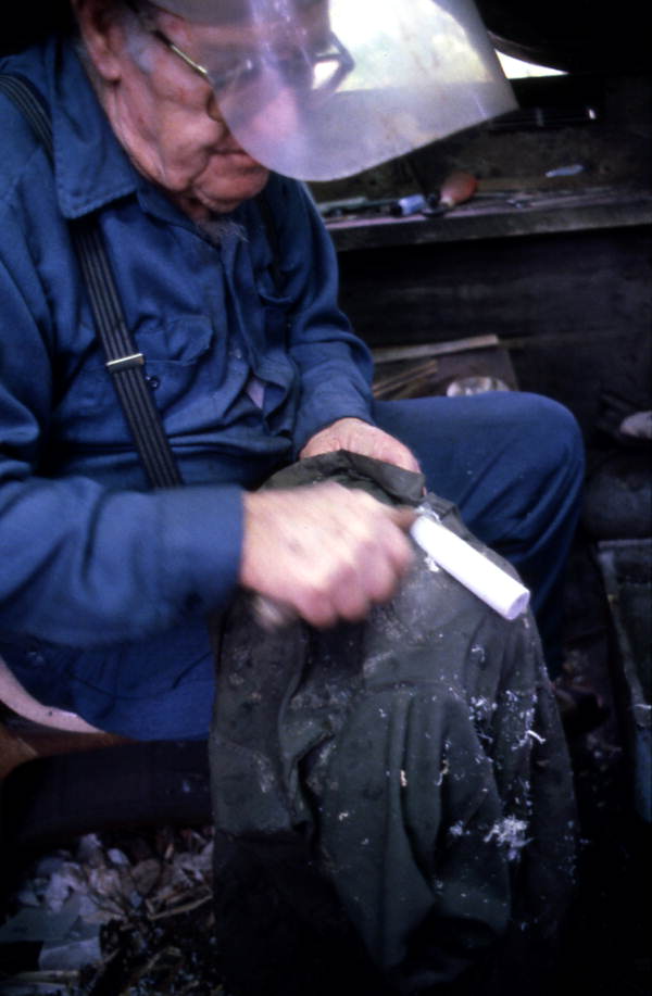Loys Cain makes a knife handle - Eastpoint, Florida