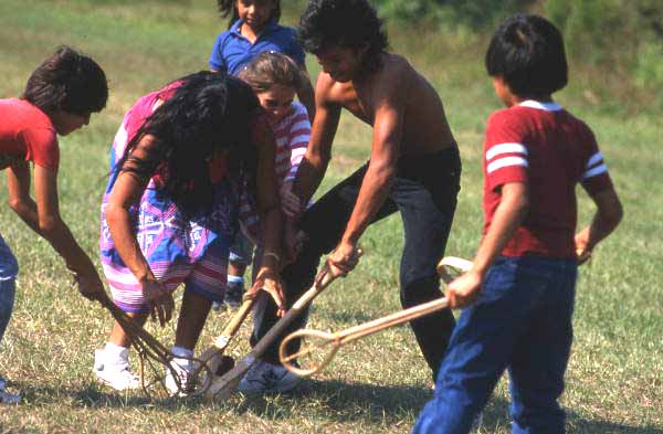 Seminole boys and girls playing stick ball - Big Cypress Reservation, Florida