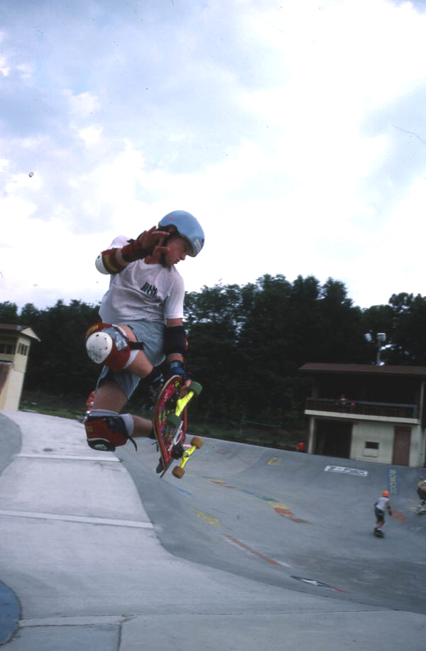 Skateboarder Ben French performing an aerial move - Jacksonville, Florida