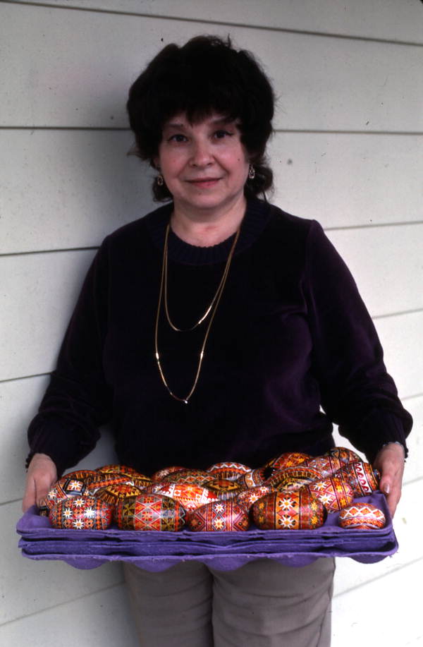 Lu Girluy with eggs she decorated - White Springs, Florida
