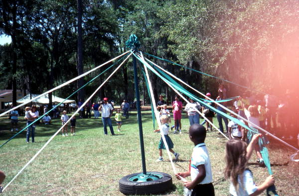 South Hamilton Elementary School students playing with a Maypole - White Springs, Florida