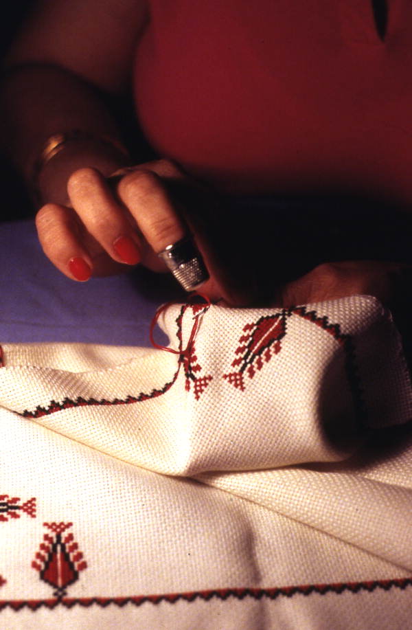 Nadia Michael doing Palestinian embroidery - Jacksonville, Florida
