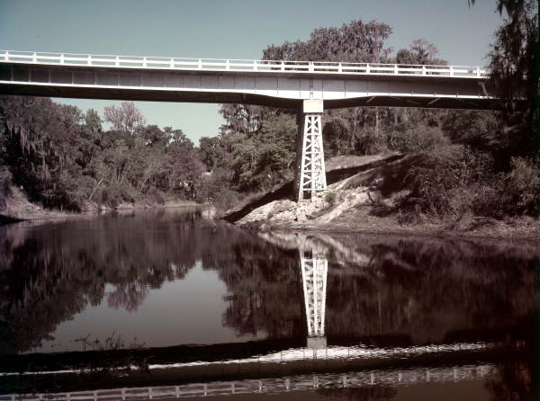 Suwannee River running under the White Springs bridge- White Springs, Florida