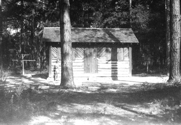 Camper's cabin No. 4 built by the CCC at the Oleno forestry training camp (Oleno State Park) - Columbia County, Florida.