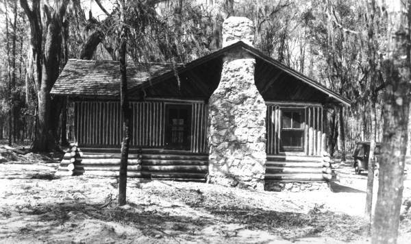 South side of guest cabin built by the CCC at the Oleno forestry training camp (Oleno State Park) - Columbia County, Florida.