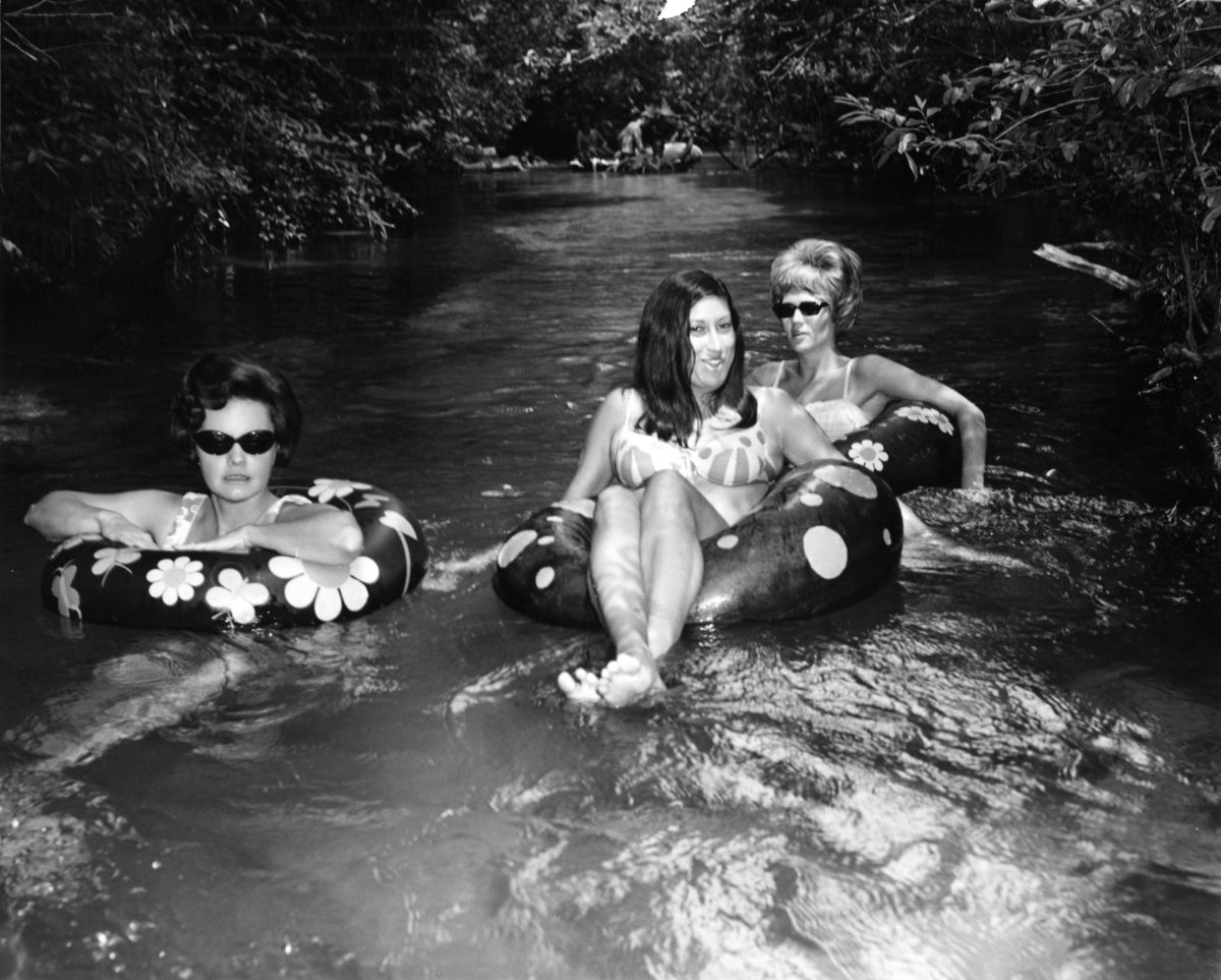 Women on floats at the spring - Columbia County, Florida
