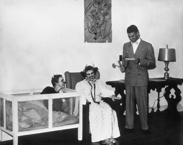 People dressed as cows performing a skit during "play night" at the 1st Presbyterian Church in Tallahassee, Florida.