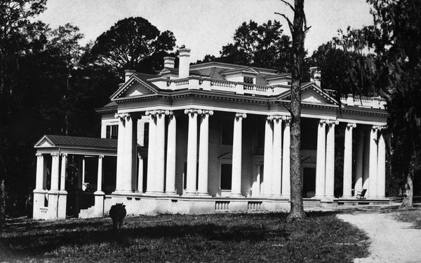 Governor's Mansion circa 1910's with a cow on the lawn