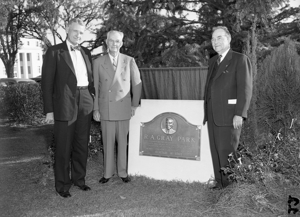 Millard Caldwell and R.A. Gray at dedication of R.A. Gray Park - Tallahassee, Florida