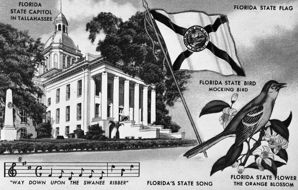 State flag, bird, flower, song and capitol