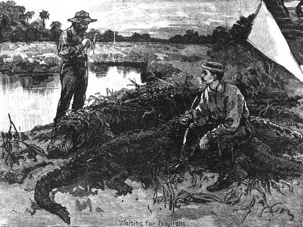 Waiting for daylight after fire-hunting for alligators