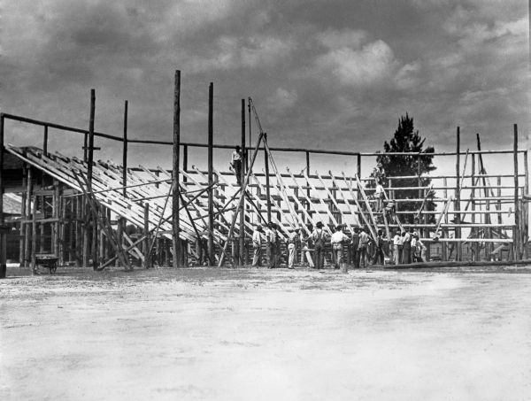 Grandstand under construction at the exposition hall - Bowling Green, Florida