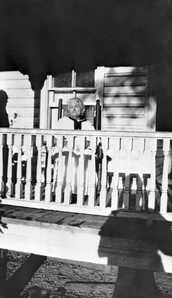 Millie Bragg Gainey on porch of home circa 1935