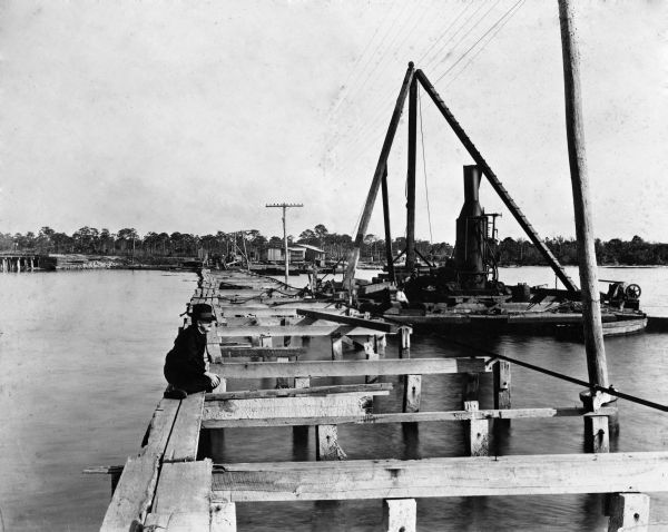 Remains of Seminole Bridge destroyed by hurricane on October 26, 1921.