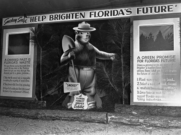 Florida Forest Service exhibit featuring Smokey the Bear