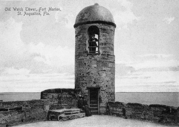 Watch tower on fort wall - Castillo de San Marcos National Monument, Florida