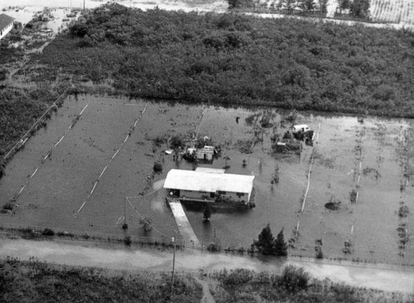 Flooded building in the east Everglades