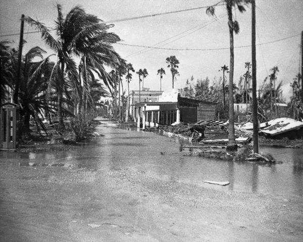 Tidal flooding in Everglades two days after passage of Hurricane Donna