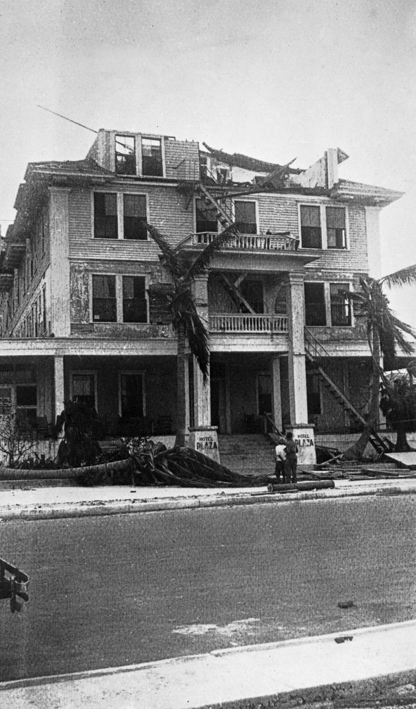 Damage at the Hotel Plaza from the 1926 hurricane.