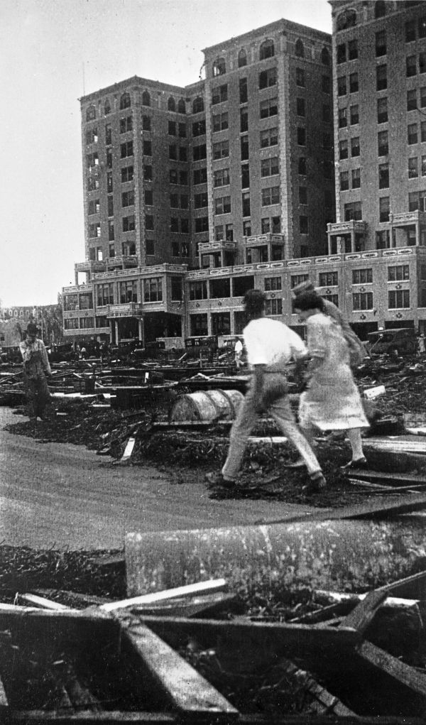 Wreckage at the Hotel McAllister from the 1926 hurricane.