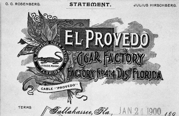 Letterhead of El Provedo Cigar factory