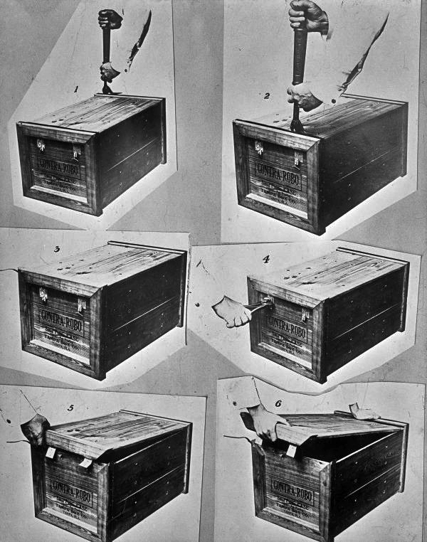 Illustration of how to open a case of boxed cigars