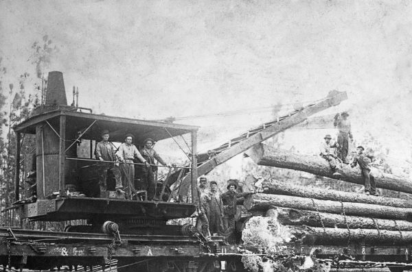 Skidder loading logs at Munson