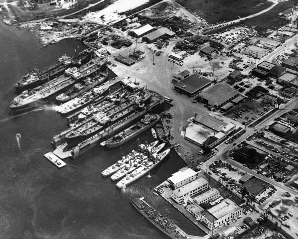 Aerial view of Gibbs Corporation shipyard - Jacksonville, Florida